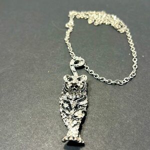 Beautiful Walking Tiger Vintage Necklace with Heavily Crusted Stones